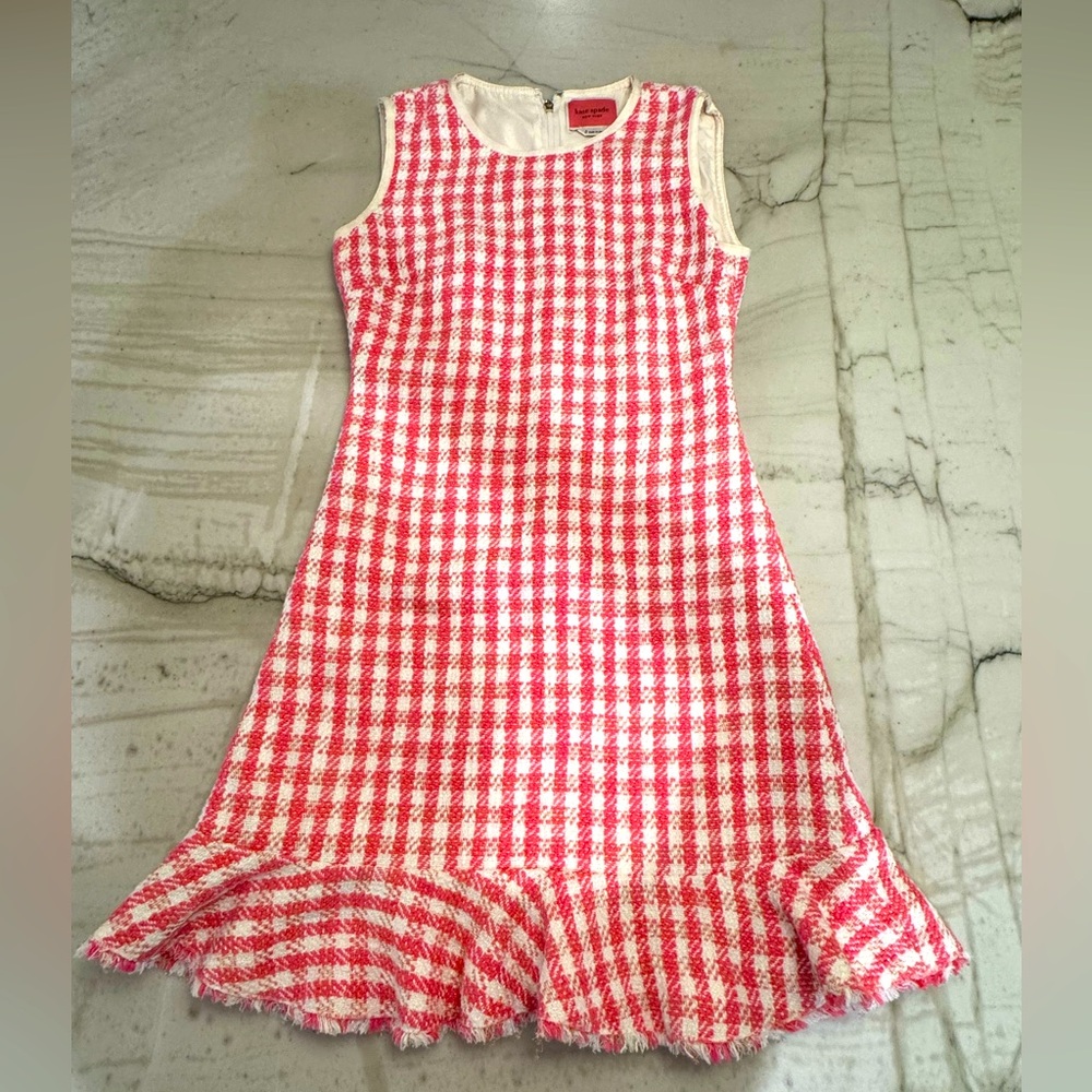 Pink Kate Spade houndstooth dress
